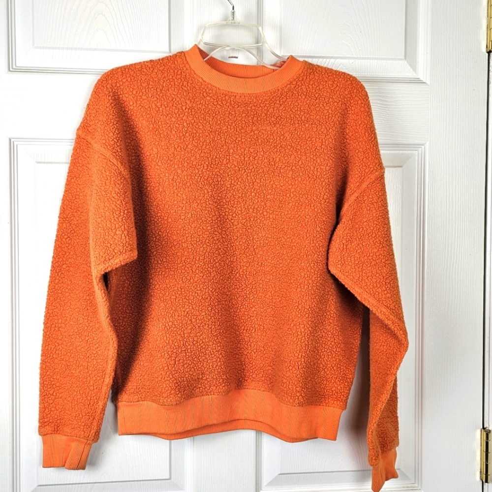 Outdoor Voices‎ Mega Fleece Wool Blend Crewneck Sweatshirt Sz S Papaya Orange